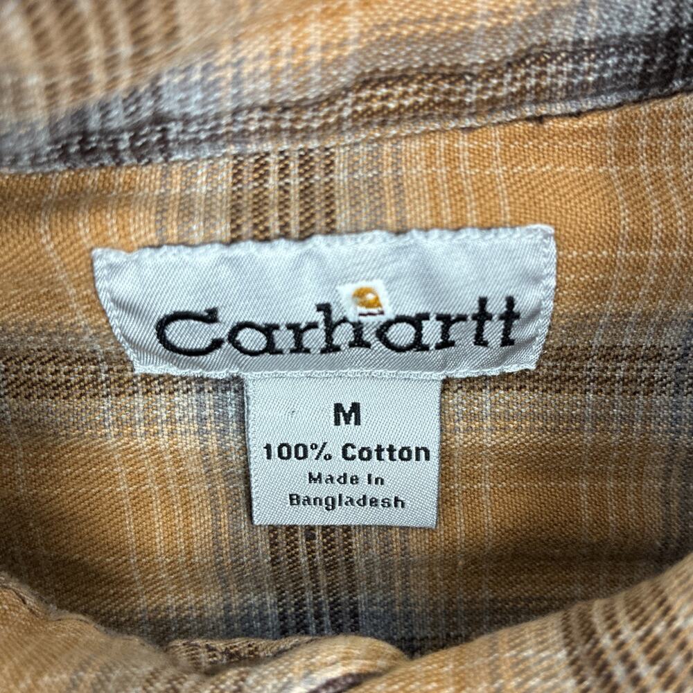 Vintage Carhartt Shirt Jacket Men Medium Brown Duck Canvas Flannel Lined S96DKB - Picture 7 of 15